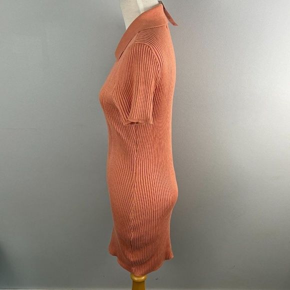 NWT ABERCROMBIE & FITCH V Orange Neck Ribbed Mini Dress (S) - Picture 4 of 8